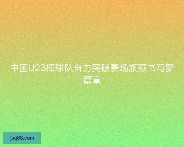 中国U23棒球队奋力突破赛场瓶颈书写新篇章