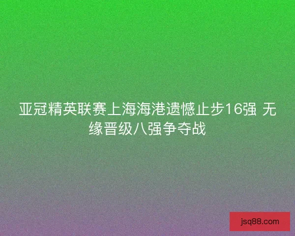 亚冠精英联赛上海海港遗憾止步16强 无缘晋级八强争夺战