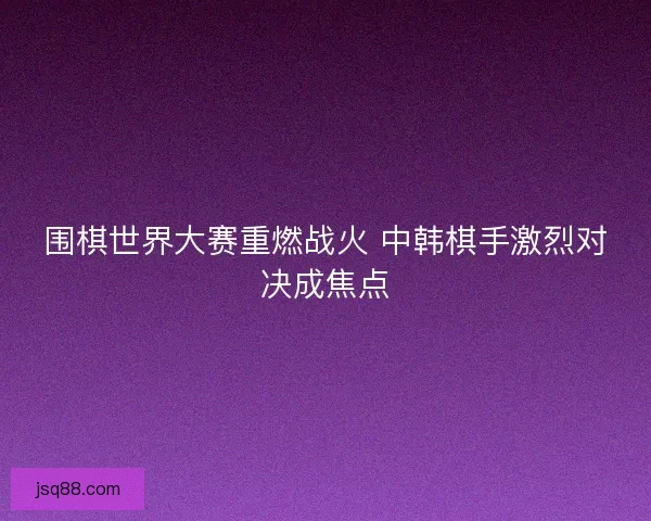 围棋世界大赛重燃战火 中韩棋手激烈对决成焦点