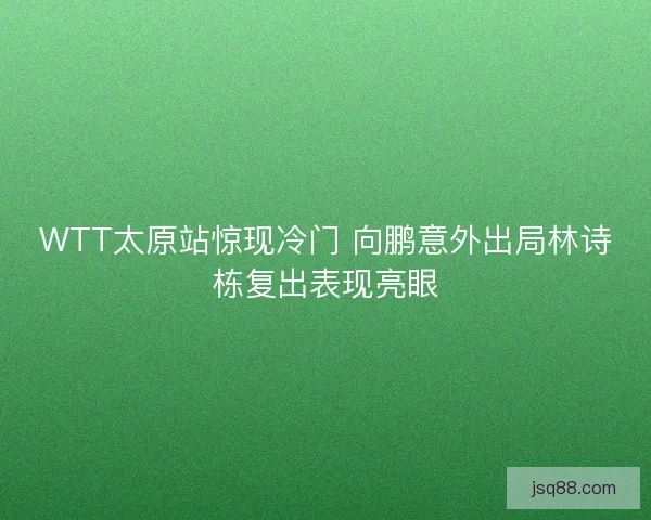 WTT太原站惊现冷门 向鹏意外出局林诗栋复出表现亮眼