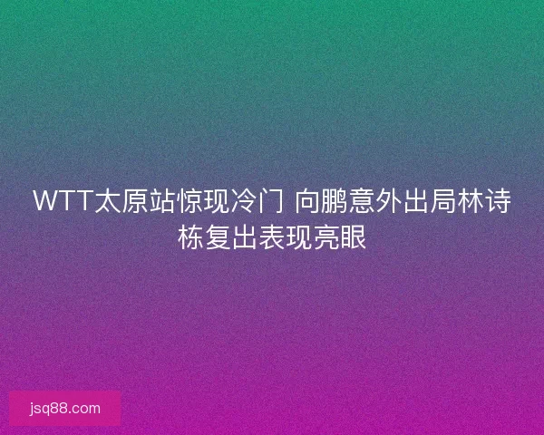 WTT太原站惊现冷门 向鹏意外出局林诗栋复出表现亮眼